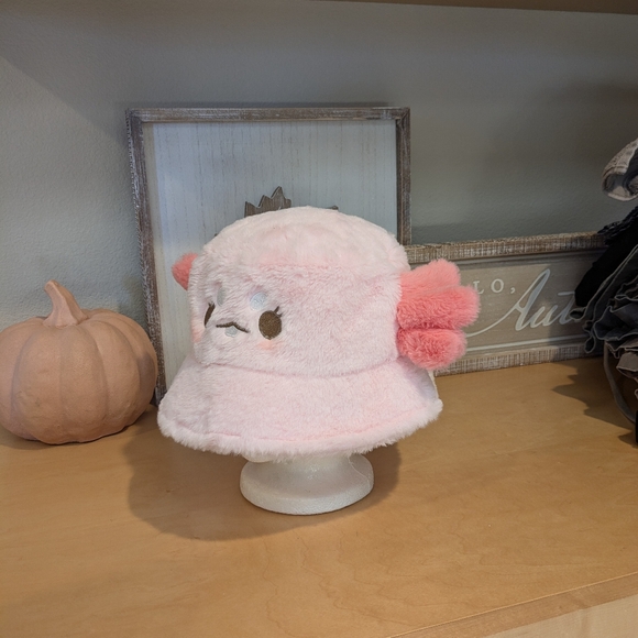 Maxolotl the Axolotol Fuzzy Bucket Hat Small Business Pink - Picture 8 of 8